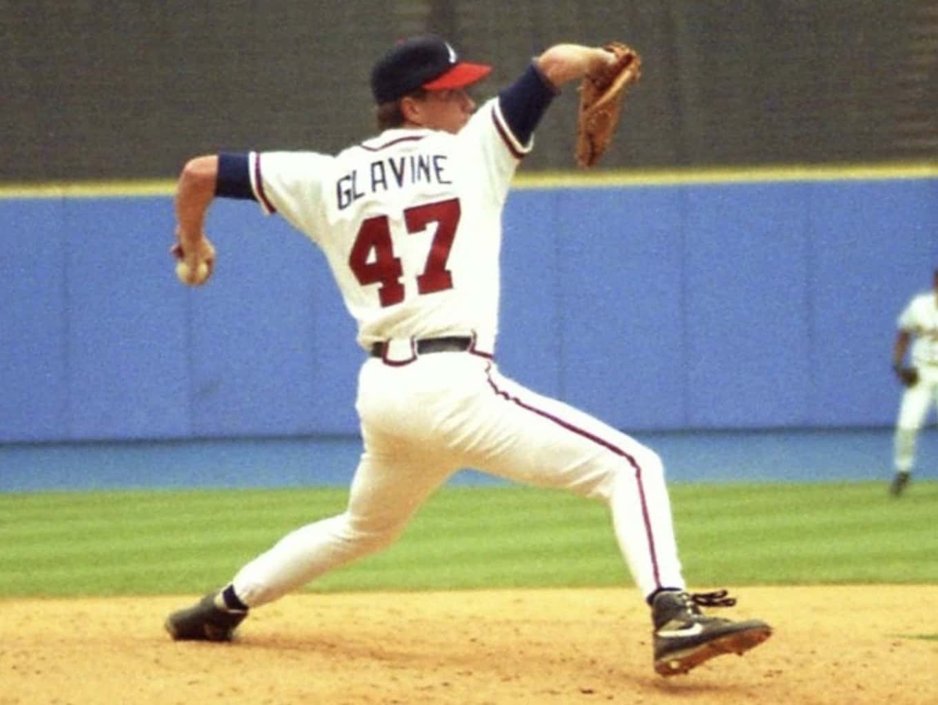 Tom Glavine demonstrates his signature changeup technique, baffling hitters.